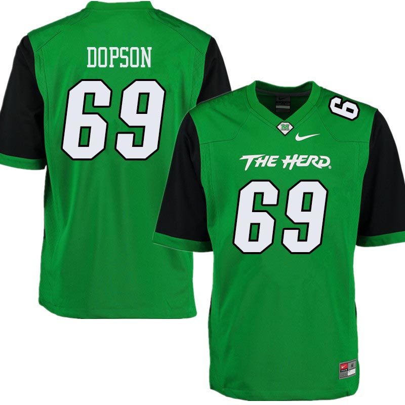 Men #69 Aaron Dopson Marshall Thundering Herd College Football Jerseys Sale-Green - Click Image to Close